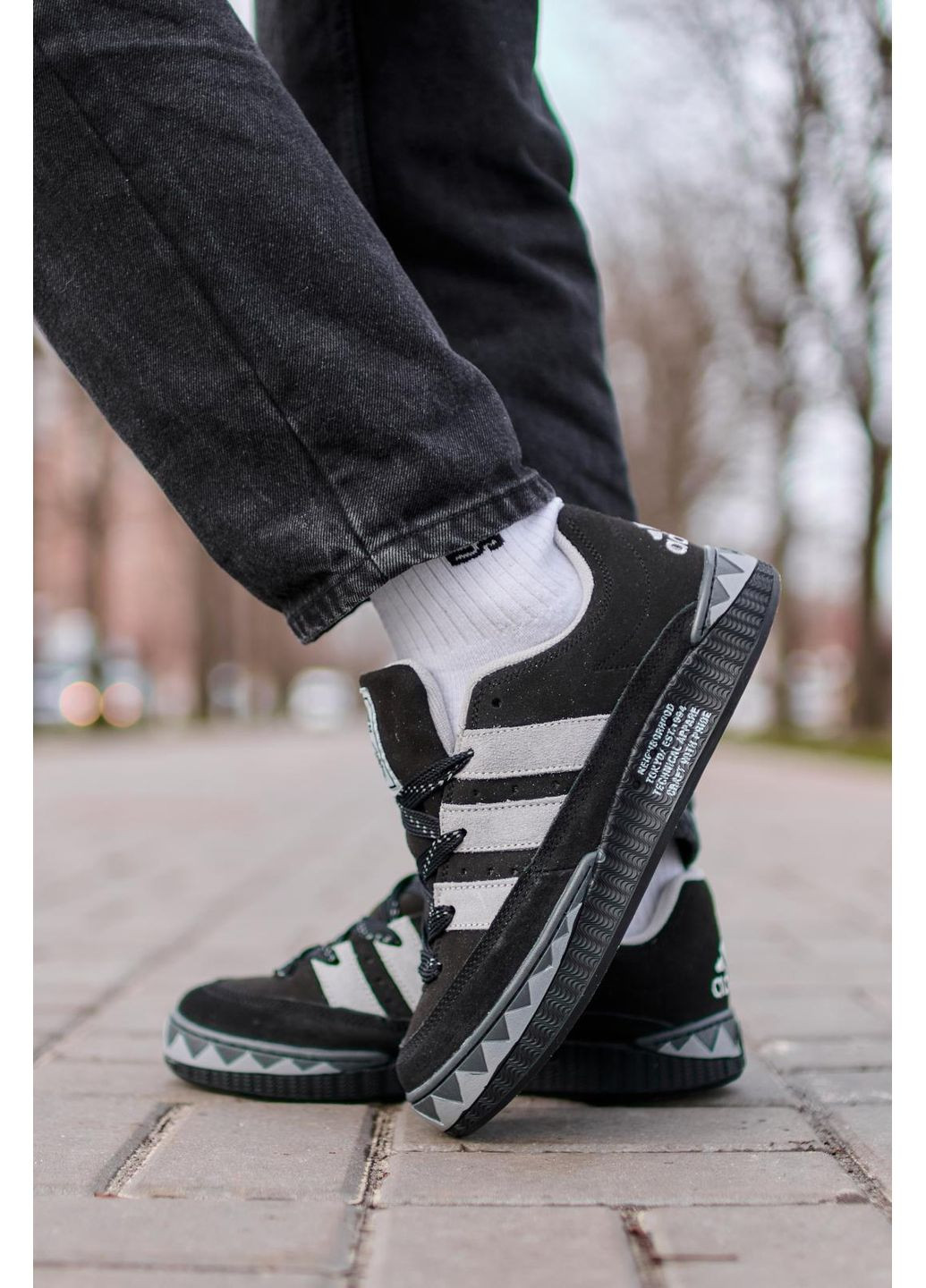 КРОССОВКИ ЖЕНСКИЕ ADIDAS ADIMATIC NEIGHBORHOOD BLACK WHITE АДИДАС АДИМАТИК No Brand чёрные демисезоны (368883774)