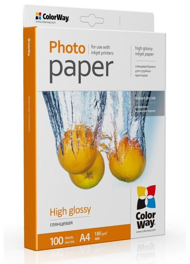 Фотопапір, глянсовий, A4, 180 г/м², 100 арк (PG180100A4) Colorway (314930642)