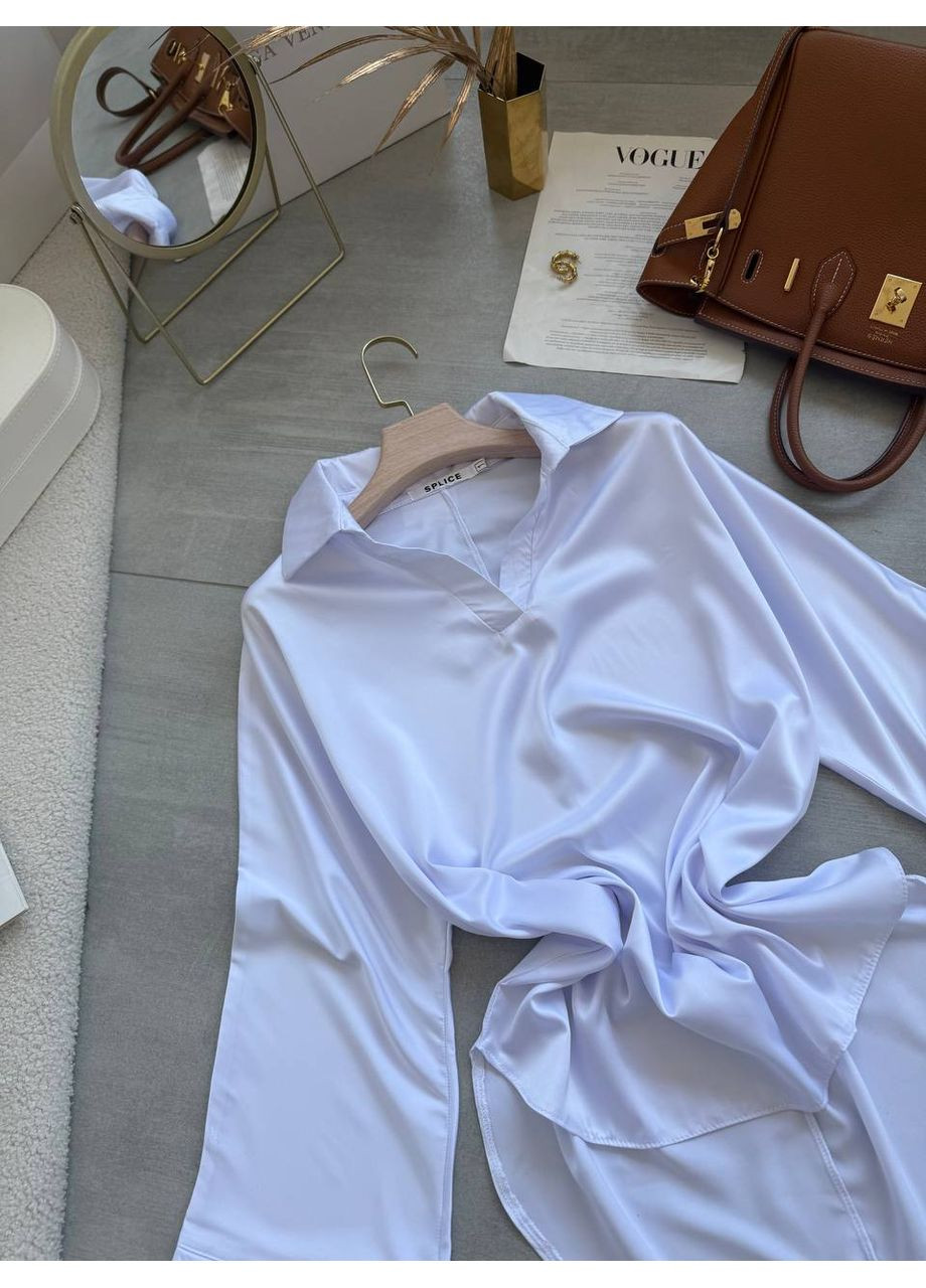 Белая кэжуал рубашка однотонная Україна с длинным рукавом