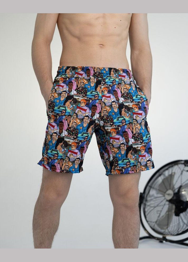 Чоловічі шорти для плавання блактині з принтом No Brand (346085246)