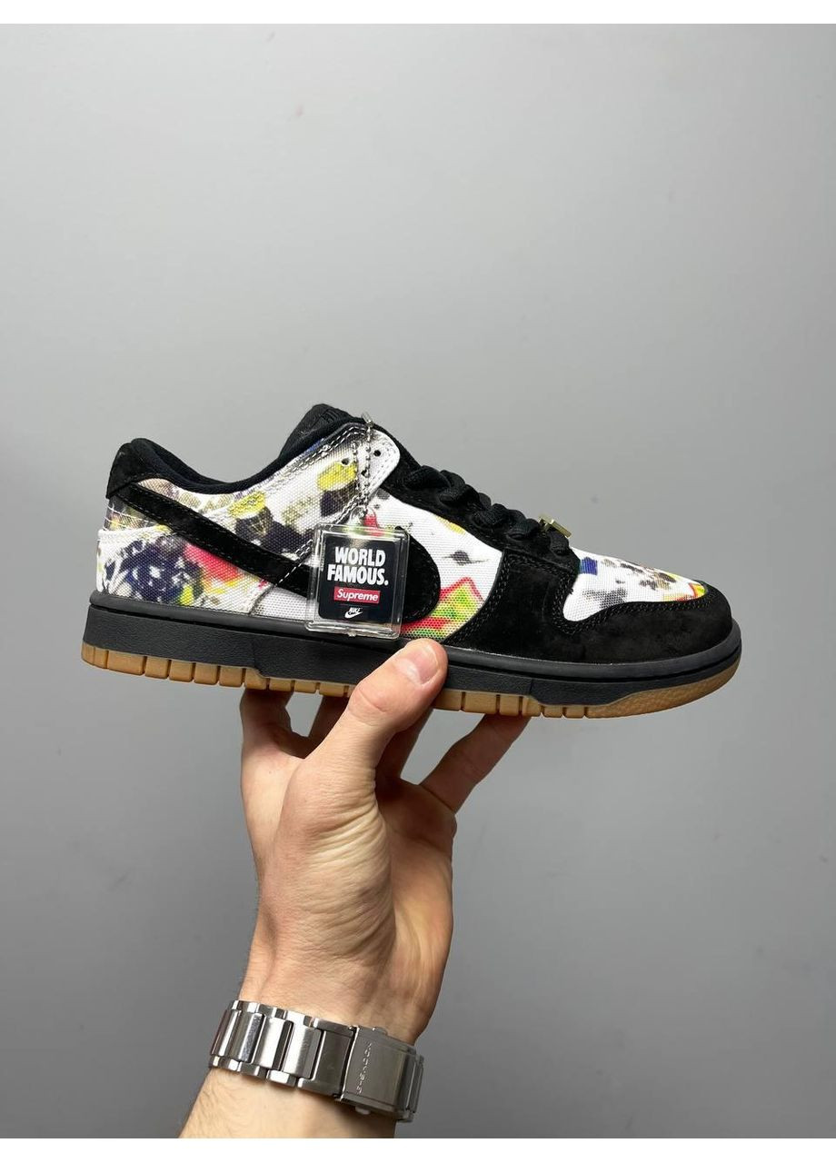 Черные демисезонные кроссовки мужские nike supreme x sb dunk low rammellzee найк суприм No Brand