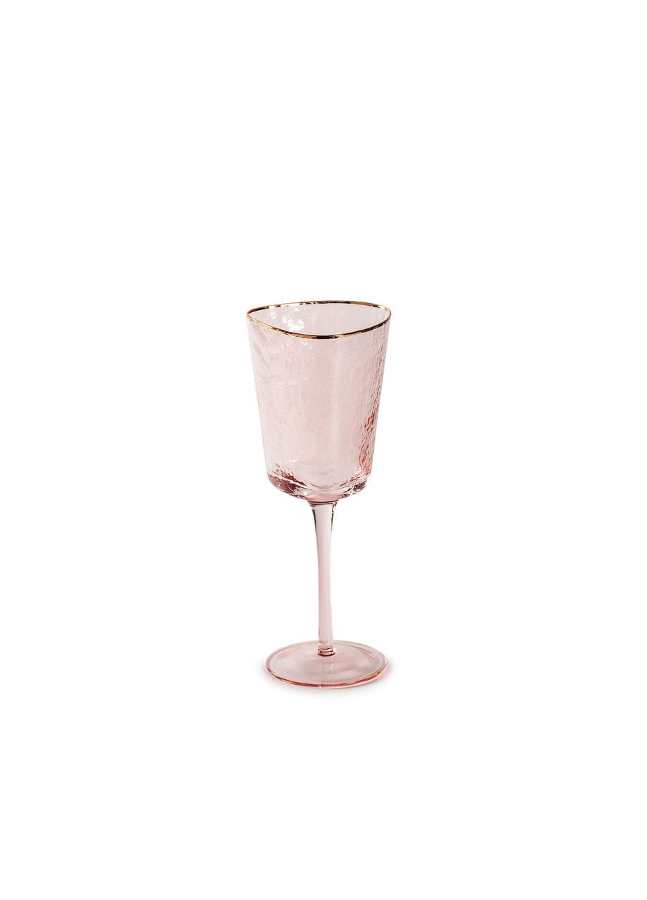Бокал для вина REMYDECOR стеклянный Ice Evans 300 мл кораллового цвета с золотым кантом дизайнерский фужер REMY-DECOR (293152717)