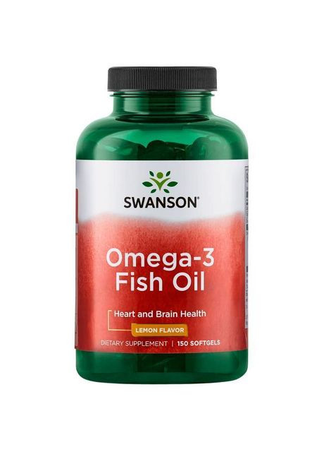 Омега 3, Рыбий жир для сердца лимон, Omega-3, 150 капсул Swanson (364312105)