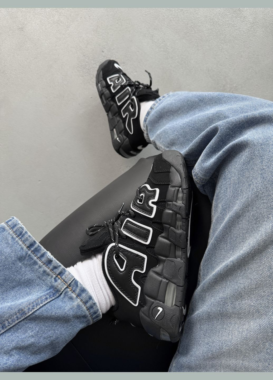 Кроссовки женские и мужские Nike Air More Uptempo black | Найк аир мор уптемпо черные No Brand чёрные демисезоны (316091081)