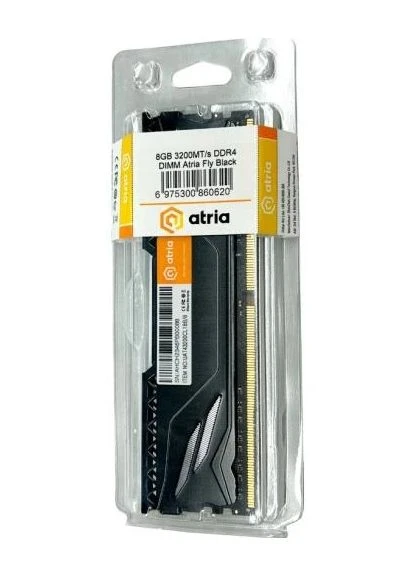 Пам'ять 8Gb DDR4, 3200 MHz, Fly, Black, 18-22-22-42, 1.35V, з радіатором (UAT43200CL18B/8) ATRIA (316466612)
