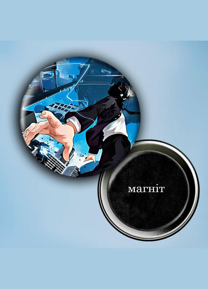 Фотомагніт (магніт на холодильник) Аніме Моб Психо 100 #0002 56 мм чорний No Brand (309159051)