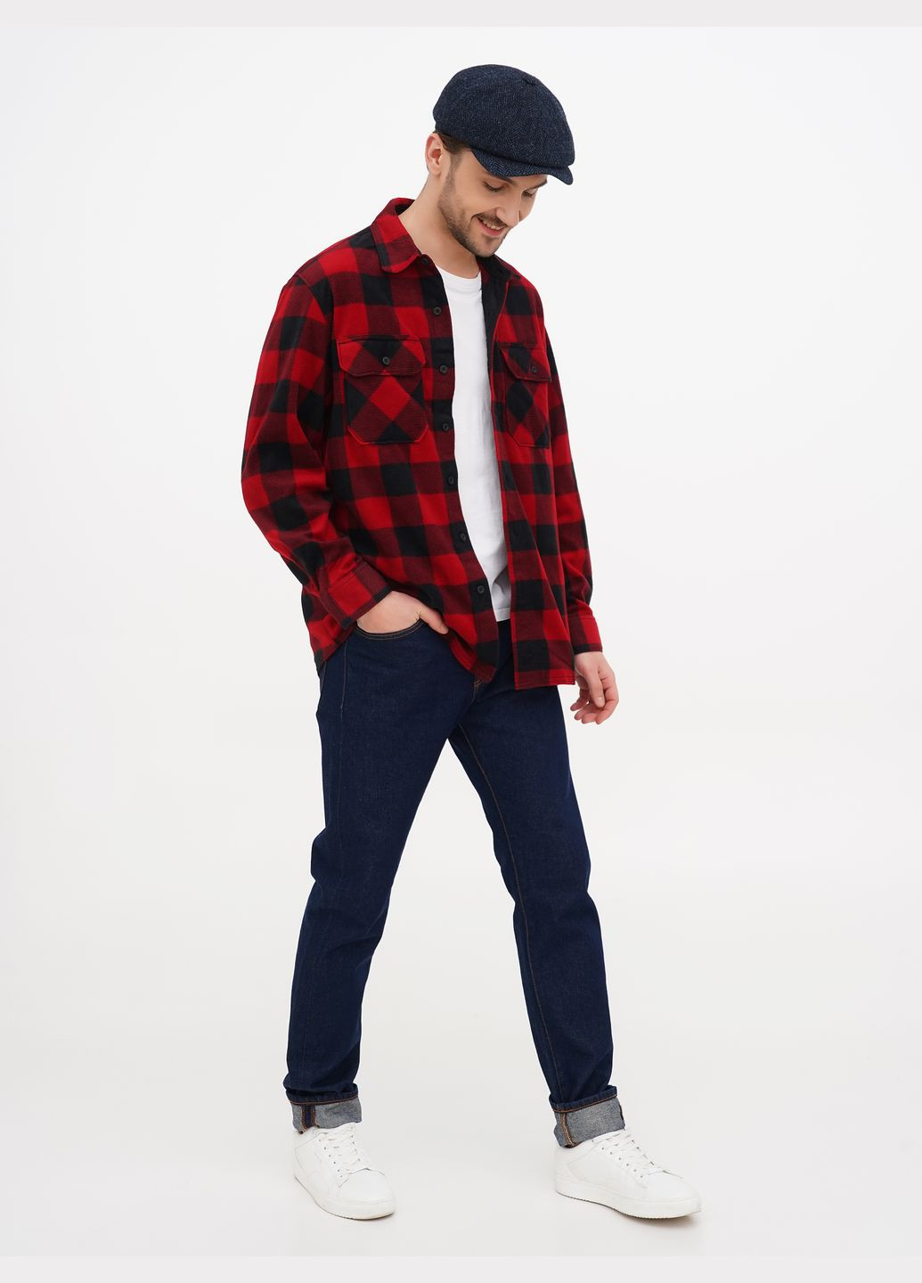 Кепка мужская восьмиклинка шерсть синяя с узором ёлка VECONS Восьмиклинка — додає об'єму та стильності (317971427)