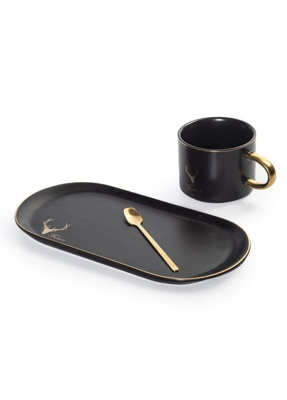 Чашка Олень з блюдцем та ложкою 200 мл, 2 види (рандомний вибір дизайну) Home Decor (366065298)