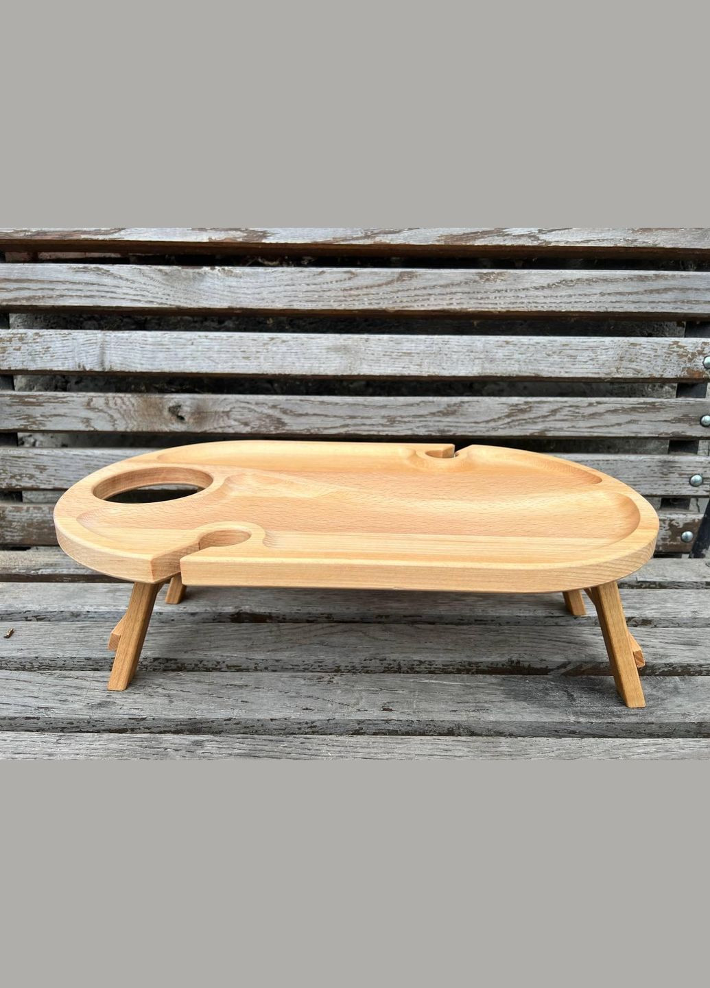 Дерев'яний винний столик Бук (Хвилька) No Brand (330774553)