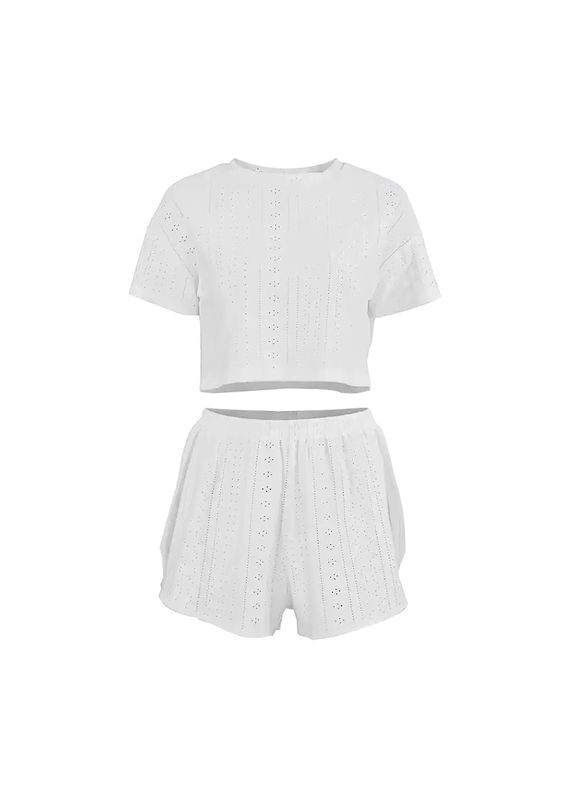 Біла жіноча піжама sm24107a white футболка та шорти жіноча піжама 5 шт. Lesko