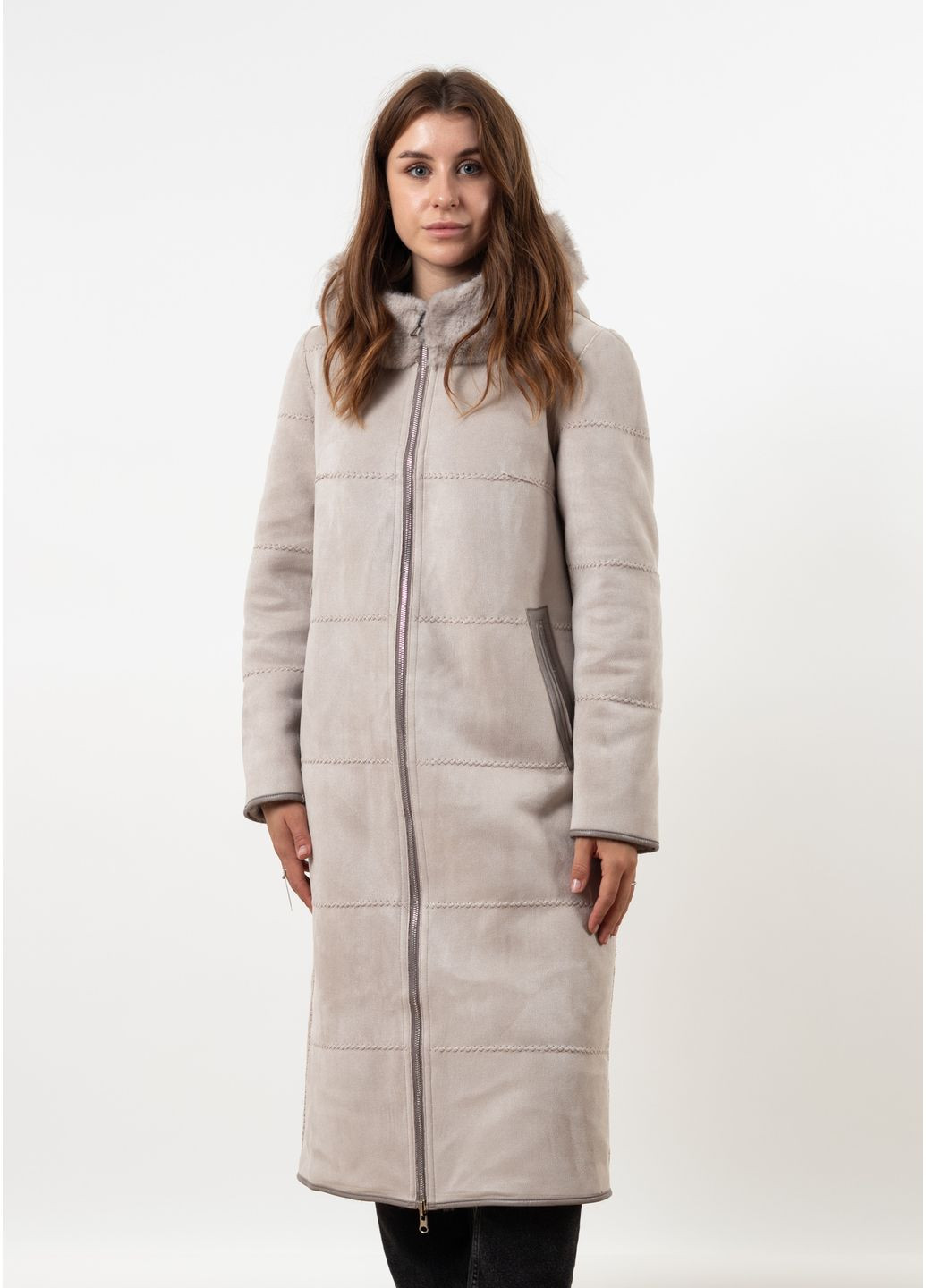 Серо-бежевый зимний Пуховик MissLynx