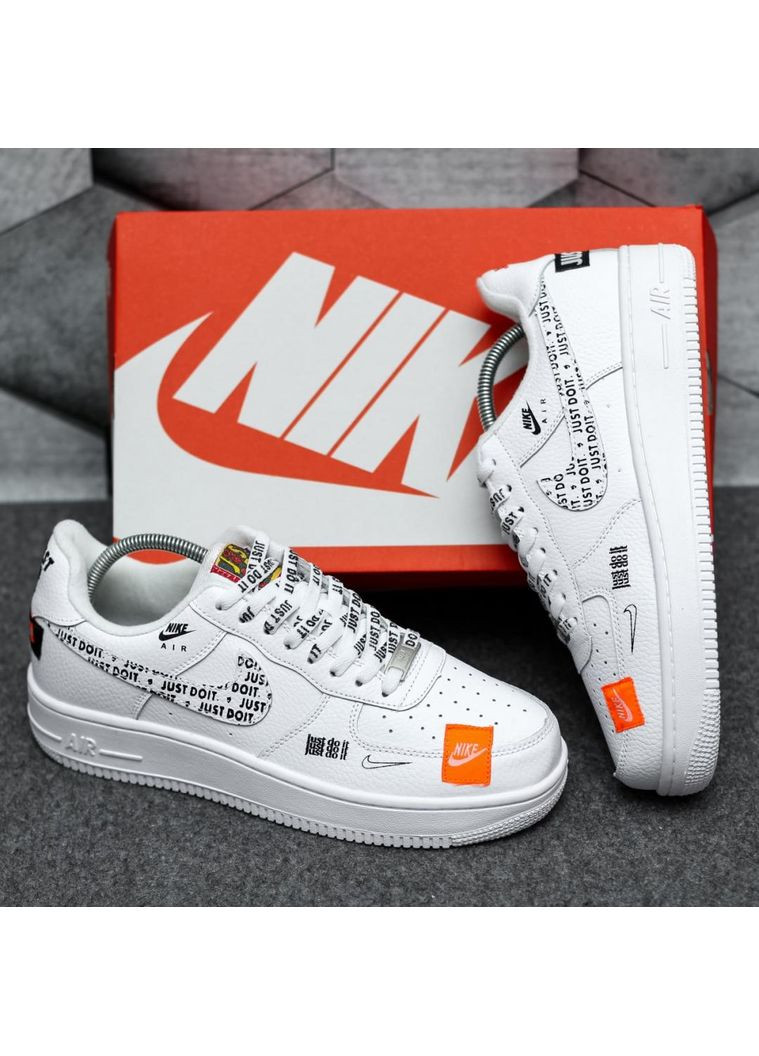 Белые демисезонные кроссовки мужские nike air force 1 low just do it white найк аир форс 1 премиум No Brand