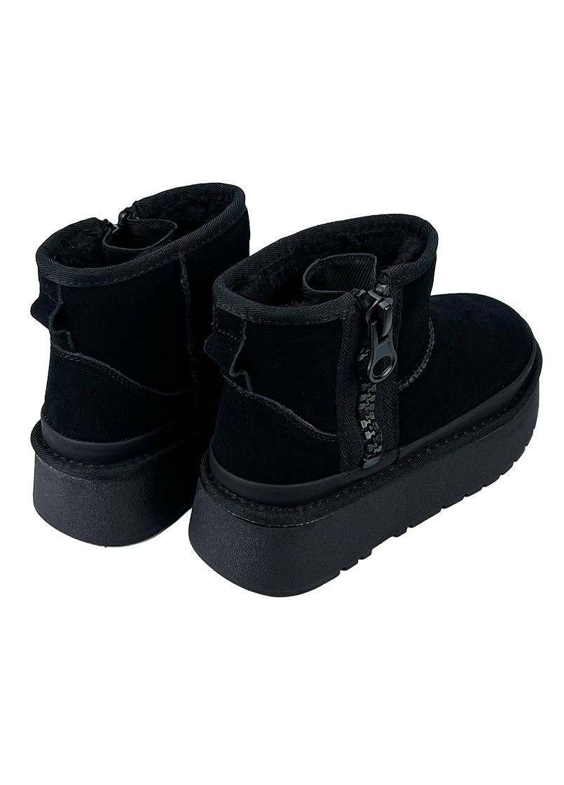 Угги женские замшевые на платформе молния черные 290-1 No Brand (301007375)