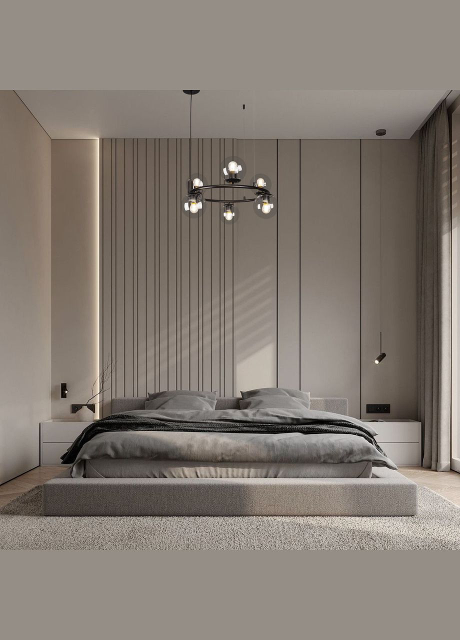 Люстра подвесная черная круглая на 6 ламп "Bubbles" (52-1011-6 BK+CL) No Brand (370070556)