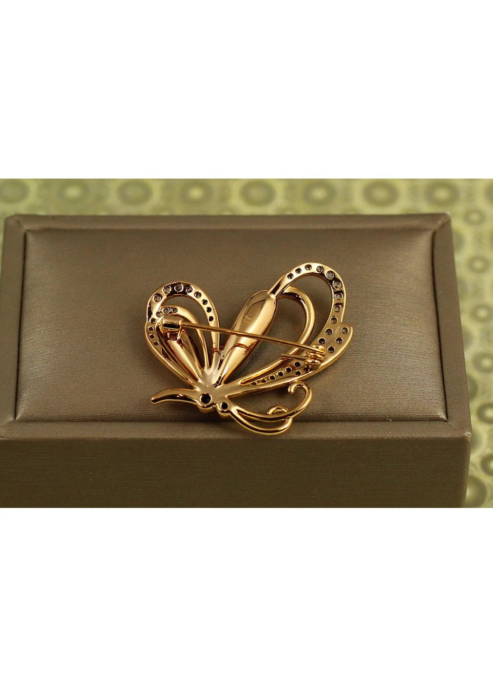 Брошка метелик з чорним каменем Сваровські золотиста Xuping Jewelry (389908053)