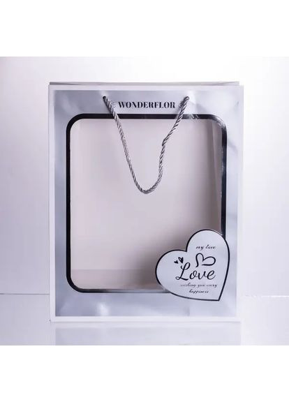 Набор подарочных пакетов из бумаги Love с окошком 12 шт 26×10×32 см HP-10359-18 Yiwu (370969230)