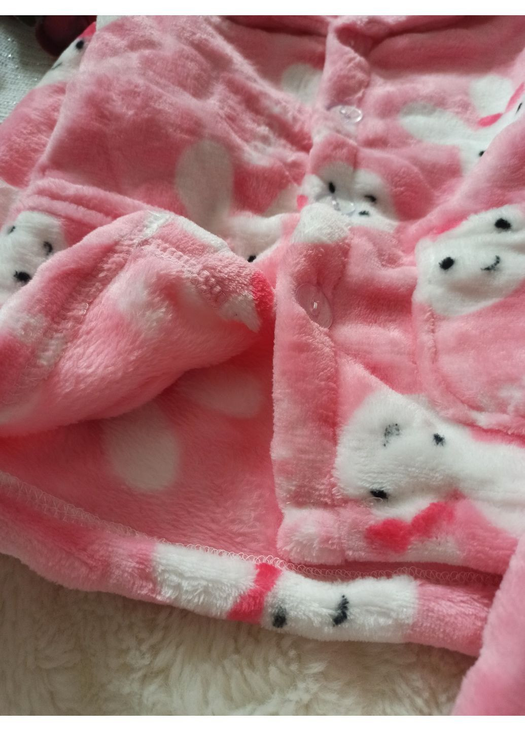 Рожева зимня піжама тепла махрова дитяча кофта + брюки No Brand Піжама