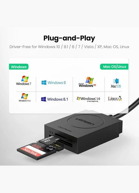 Картридер USB 3.0 SD/TF Card CR127 (20250) Ugreen (322732538)