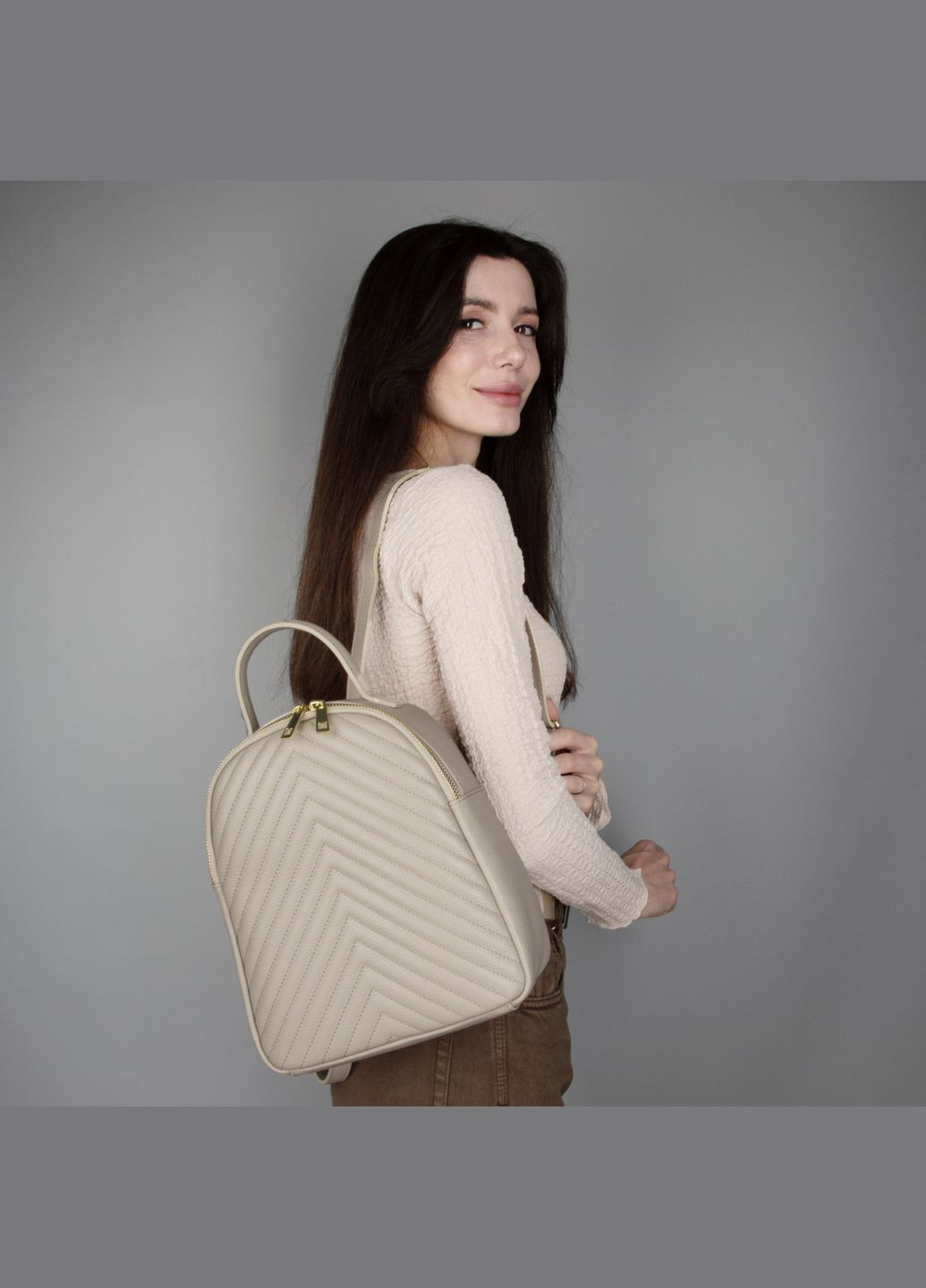 Рюкзак женский кожаный городской 03354 небольшой капучино Virginia Conti (329751032)