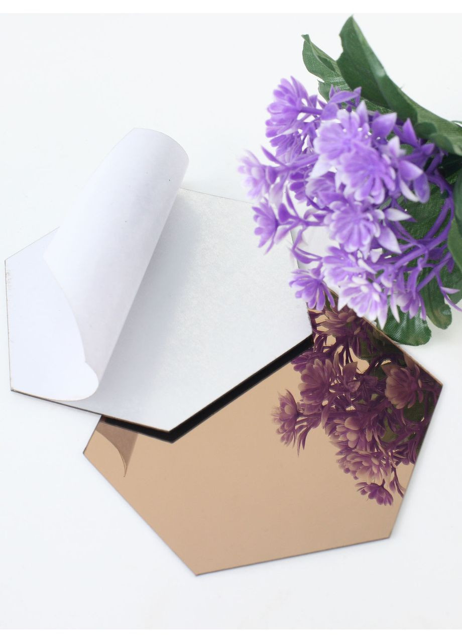 Декоративні наклейки дзеркальні акрилові на стіну Соти-96 9.6х8.3 см 24 шт. Бронза Ваша Світлість (366334626)