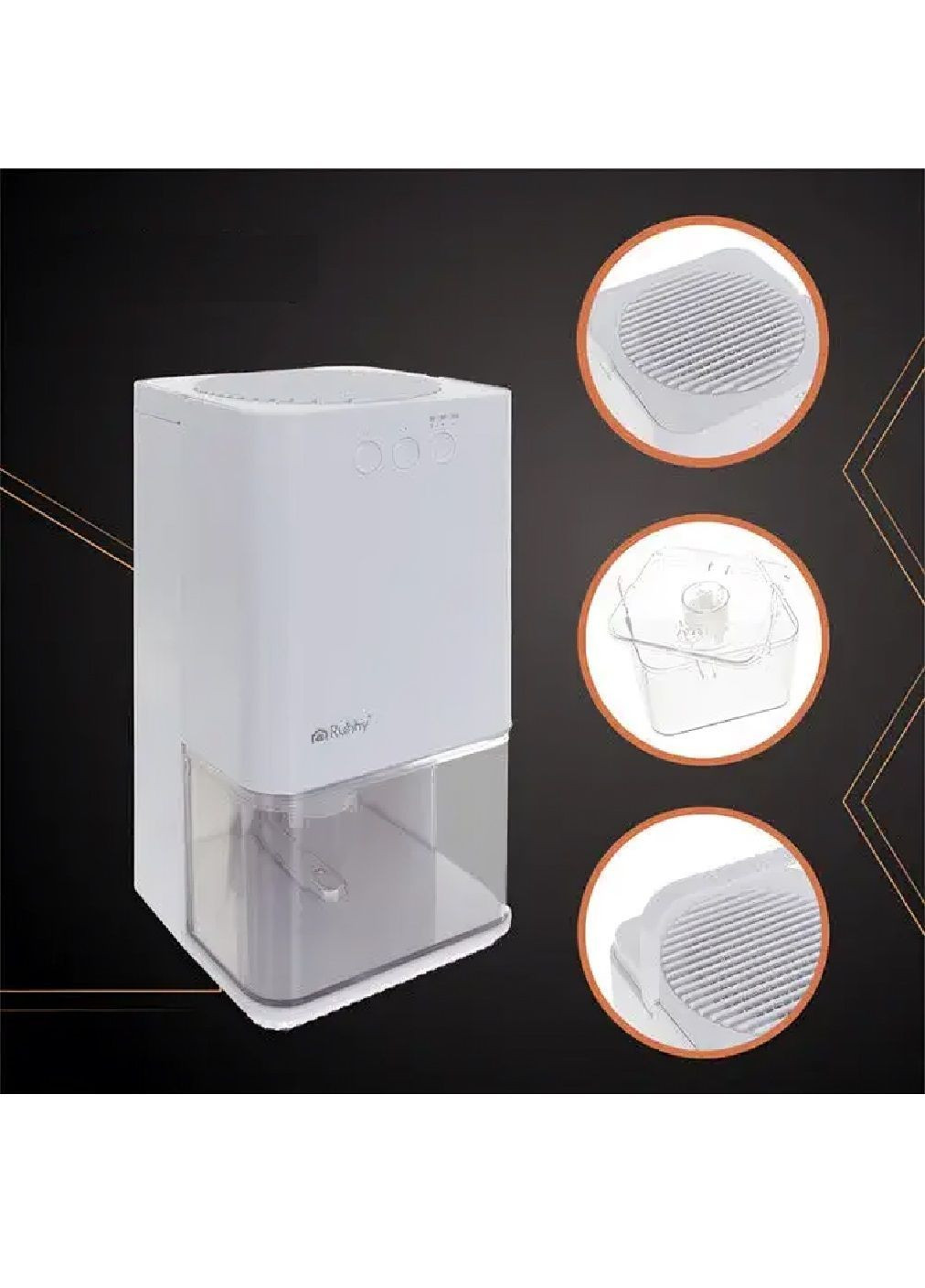 Осушувач повітря з автовідключенням світлодіодним підсвічуванням технологією Пельтьє 17x17x31,5 см (481537-Prob) Білий Unbranded (362602633)