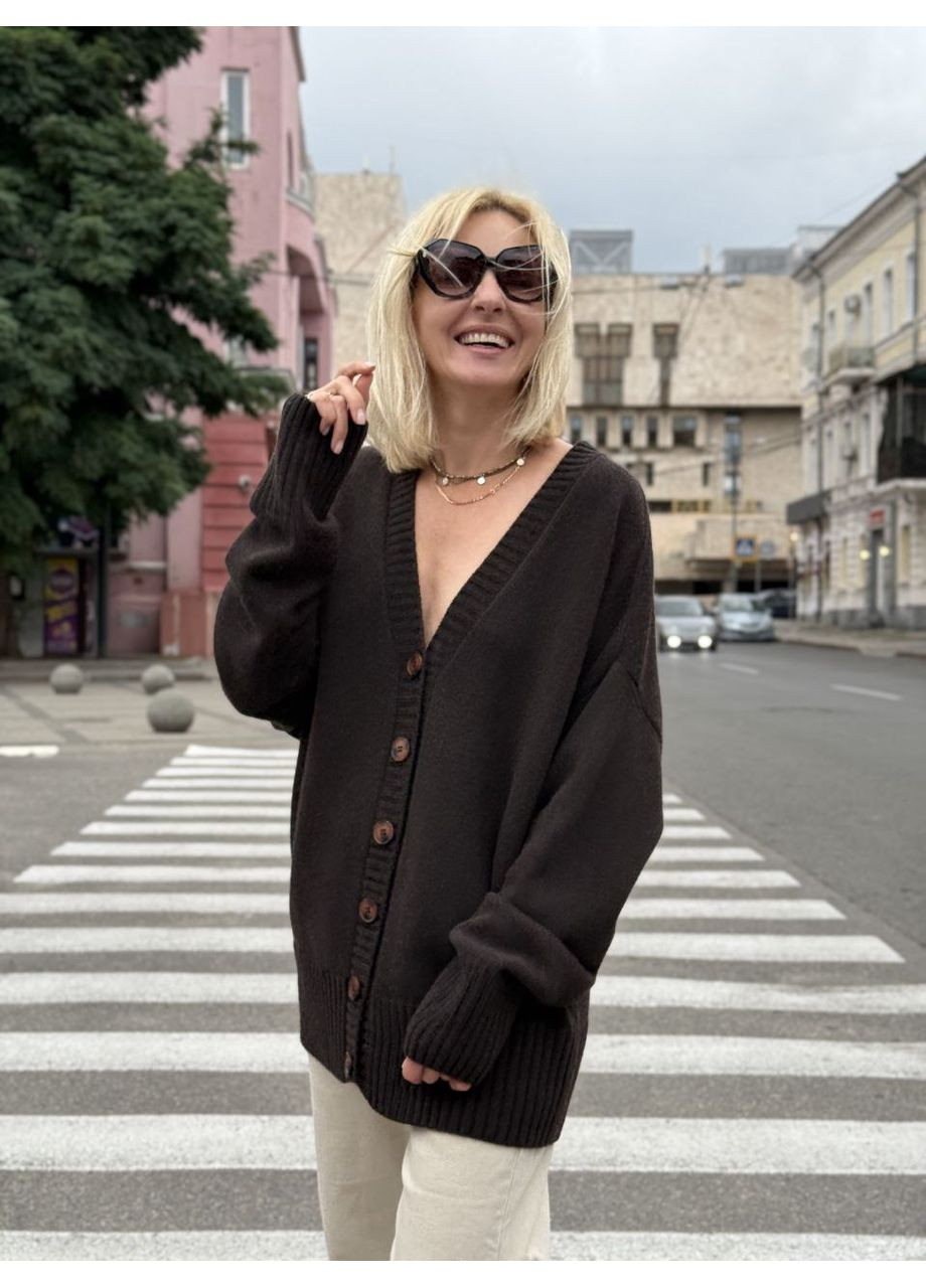 Коричневый демисезонный кардиган No Brand