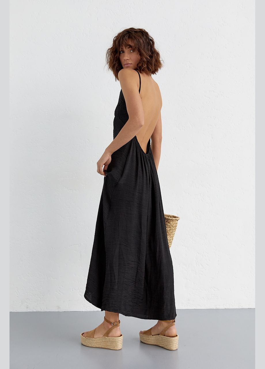 Летний женский летний сарафан с открытой спиной Liton однотонный