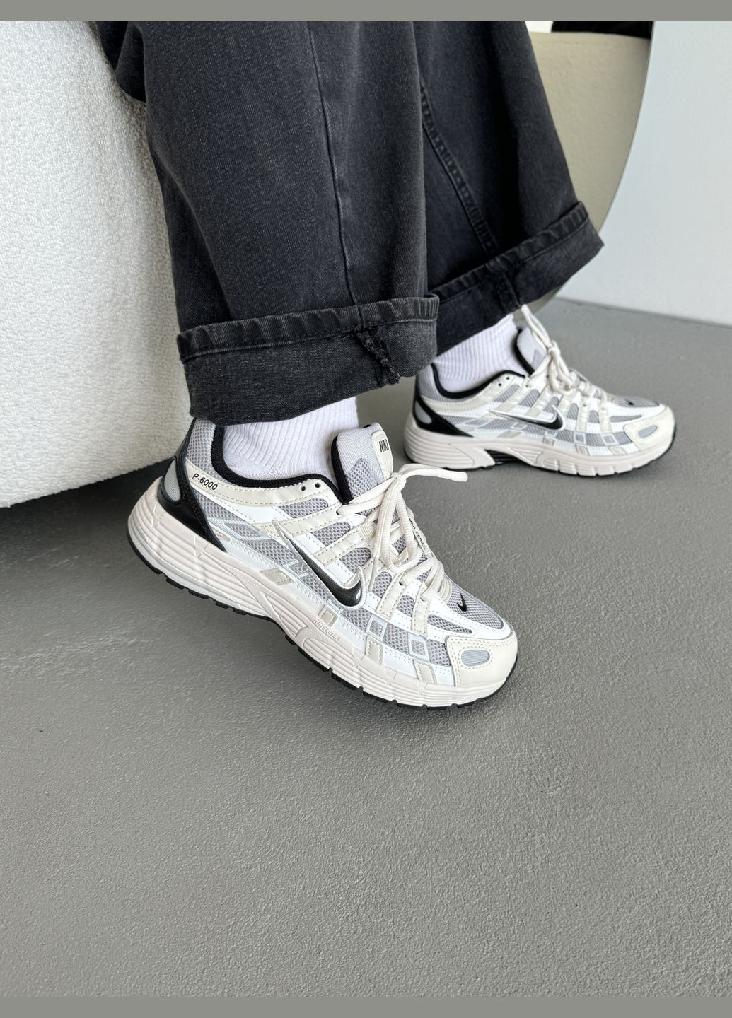 Кроссовки женские и мужские Nike P-6000 grey beige | Найк П-6000 серые бежевые No Brand серые демисезоны (316231442)