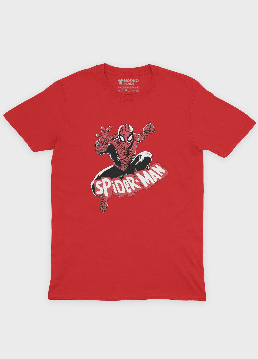Красная демисезонная футболка для мальчика с принтом супергероя - человек-паук (ts001-1-sre-006-014-077-b) Modno