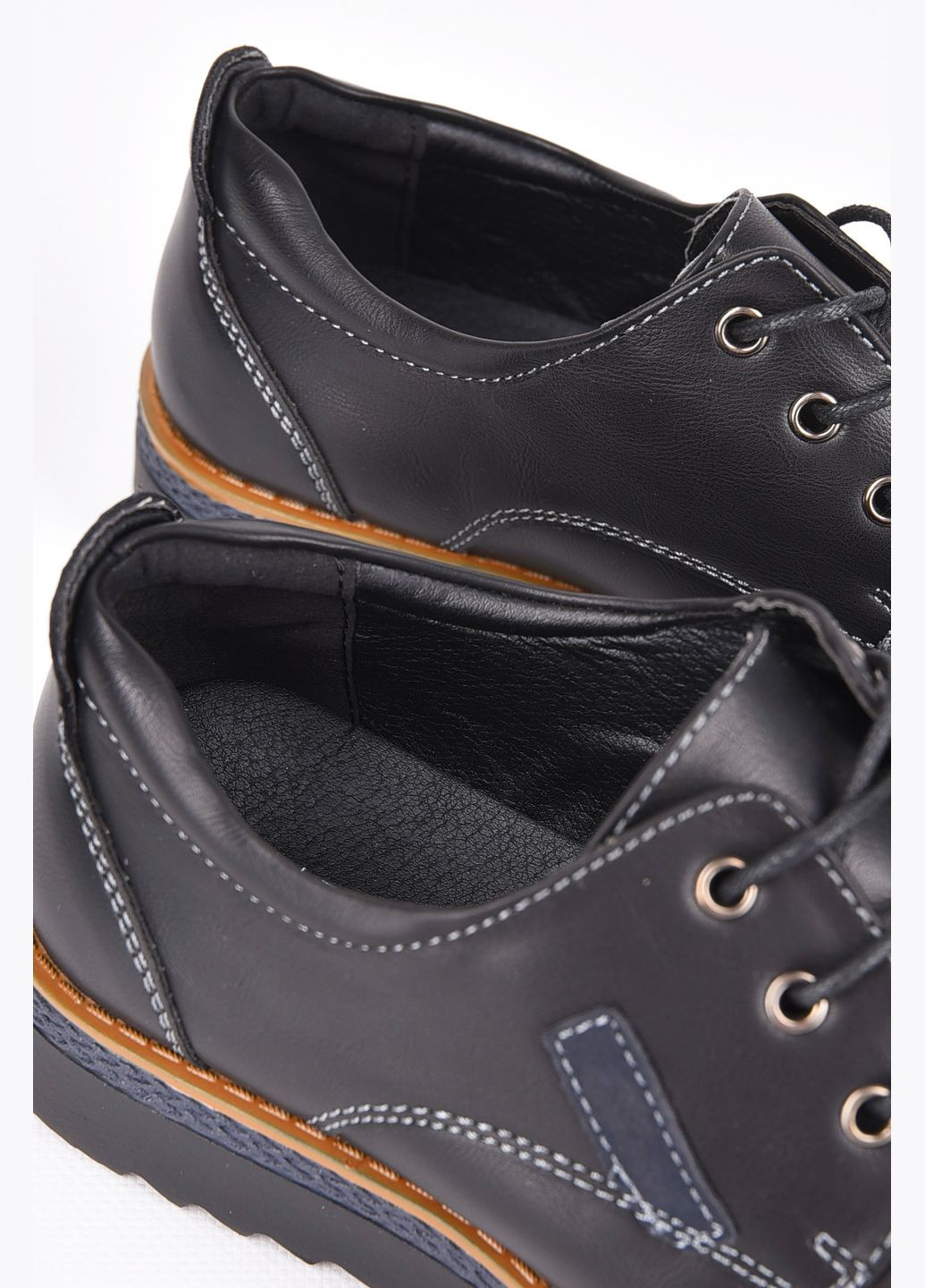 Черные туфли подростковые для мальчика черного цвета без шнурков Let's Shop