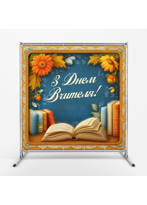 Банер «День вчителя» для фотозони – яскраве оформлення шкільного свята, 200×200 см, №41030 Vinylpex (362268539)