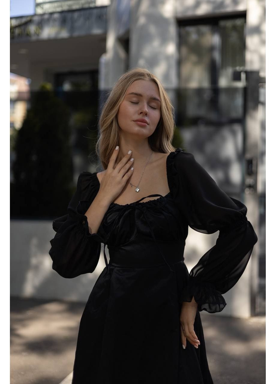 Черное праздничный платье Vione с цветочным принтом