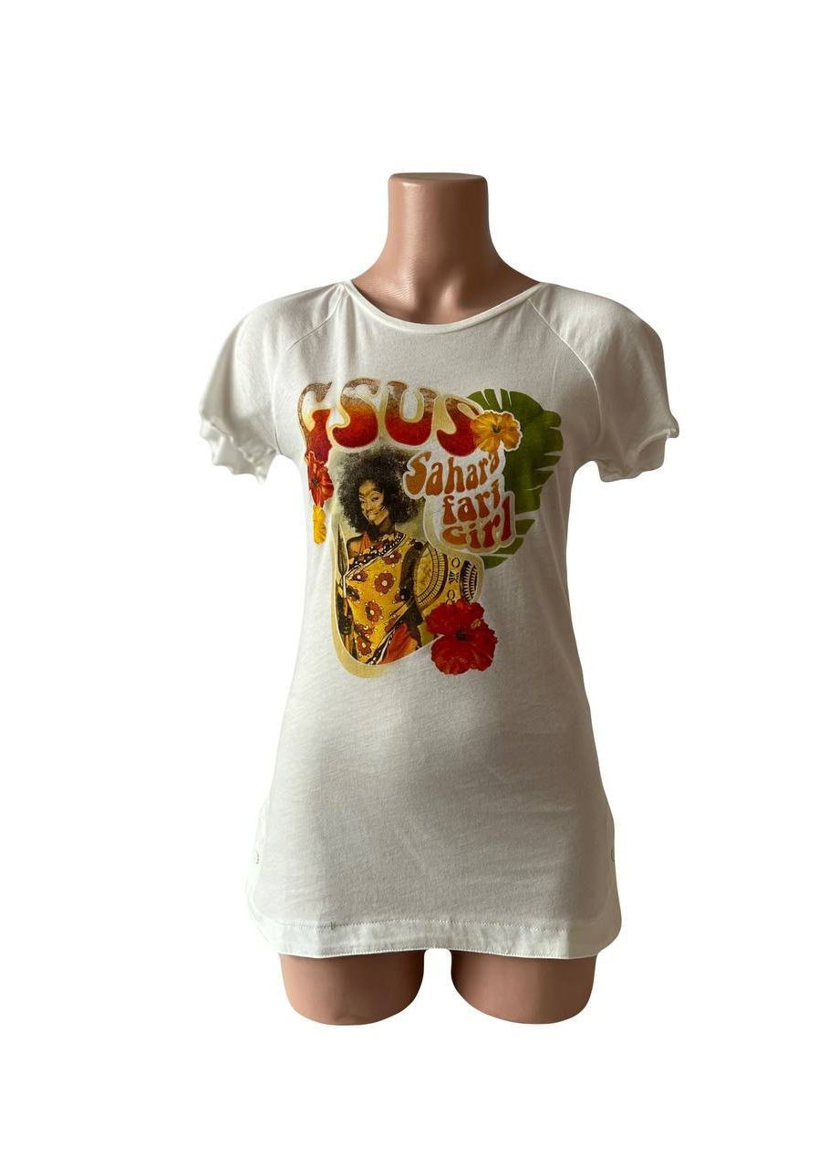 Белая летняя футболка синий Gsus Sindustries