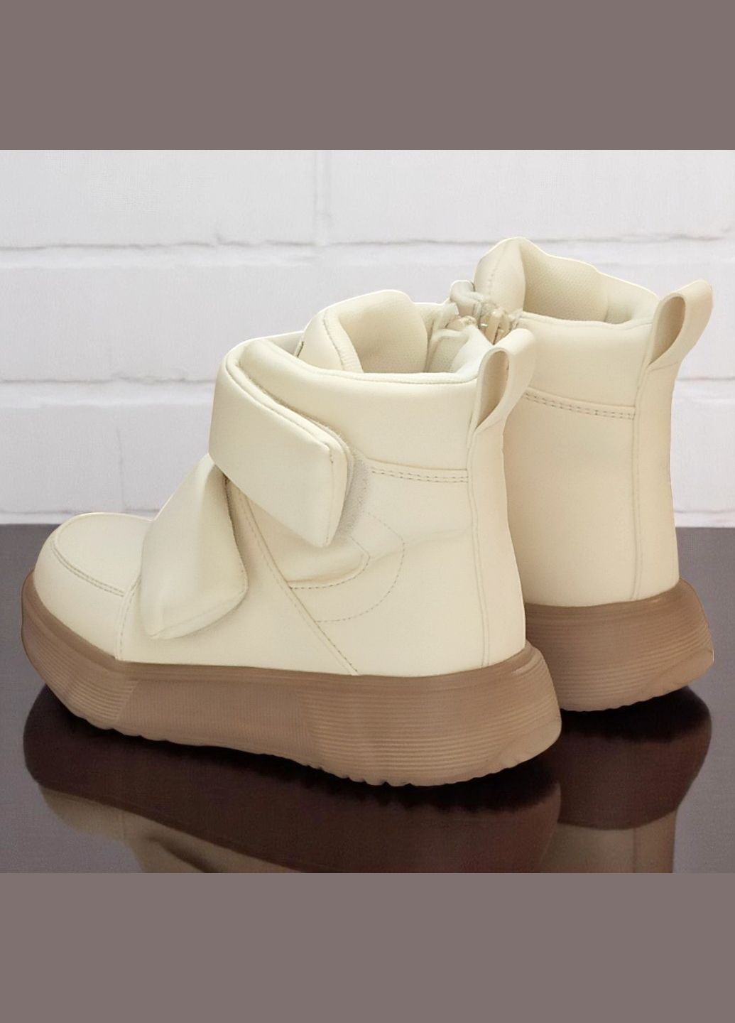 Бежевые повседневные осенние демисезонные ботинки утепленные хайтопы на липучках для девочки клиби Clibee