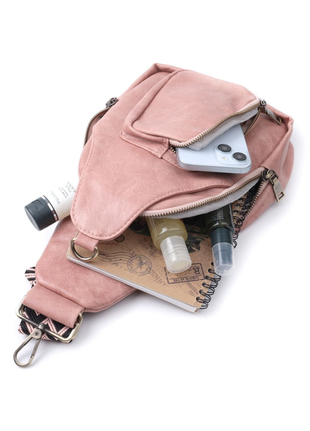 Жіноча сумка з акцентом на текстильну лямку з гладкою екошкірою. 18х33х10 см Vintage (315870223)