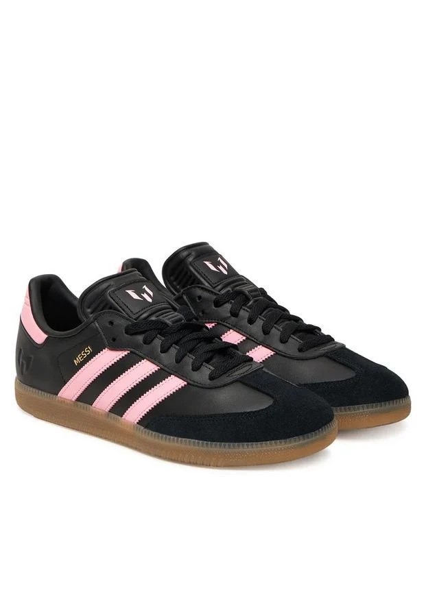Черные демисезонные кроссовки samba og x messi black and pink adidas