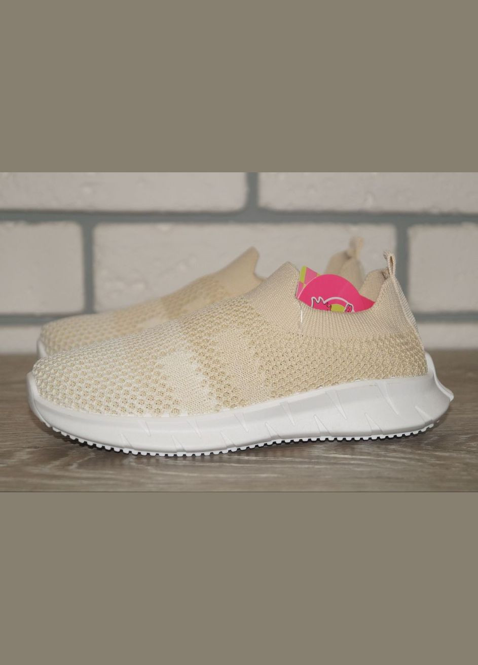 Бежевые демисезонные кроссовки текстильные для девочки бежевые Alemy Kids