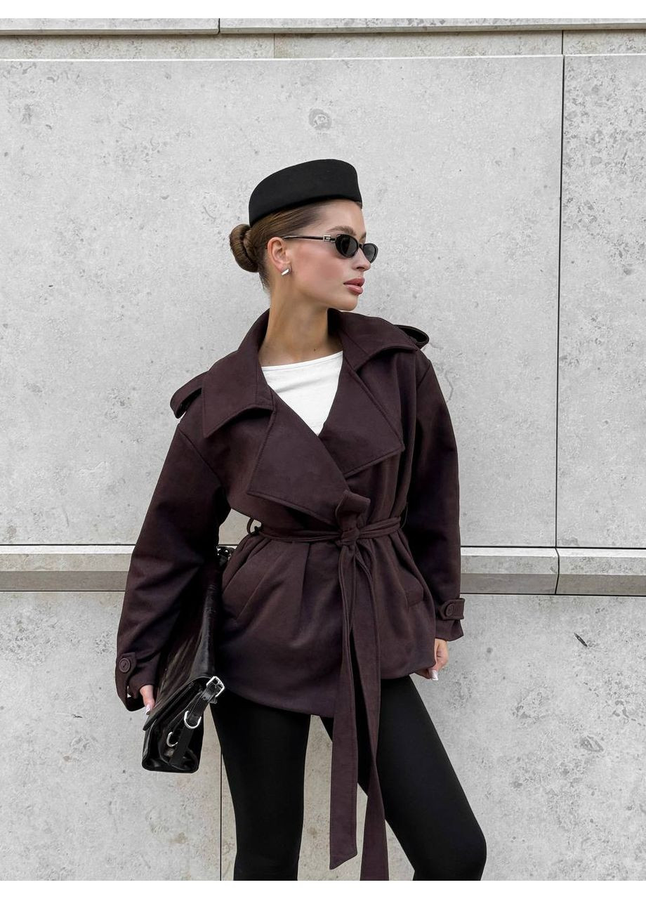 Коричневе демісезонне Жіночий тренч No Brand