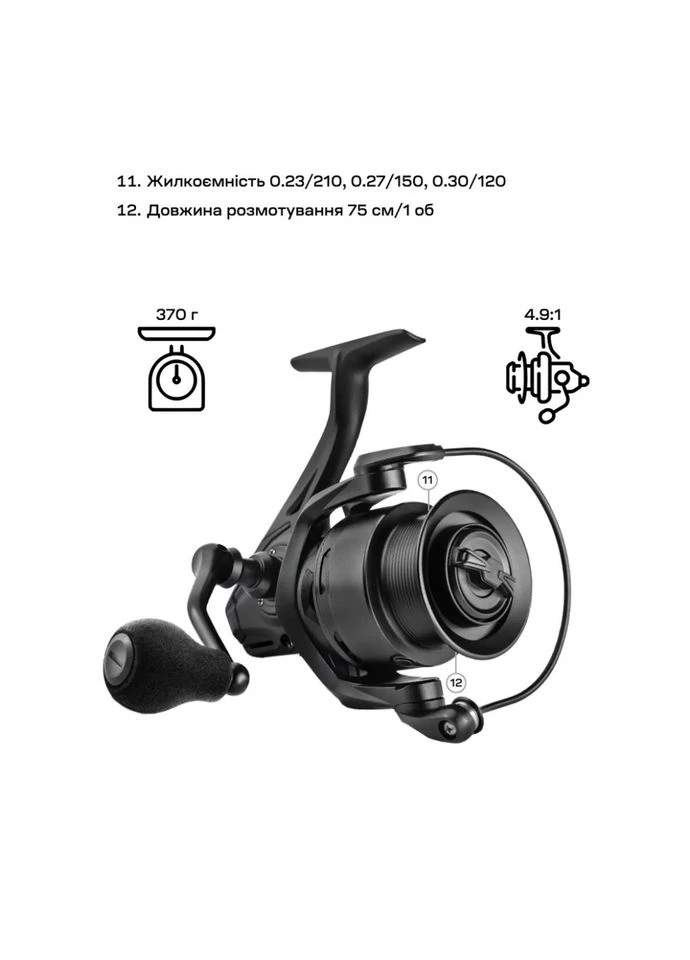 Катушка Scout SE-B 8+1BB 4.9:1 Black, фидерная, вес 370 г, ручка левая/правая Brain (394233494)