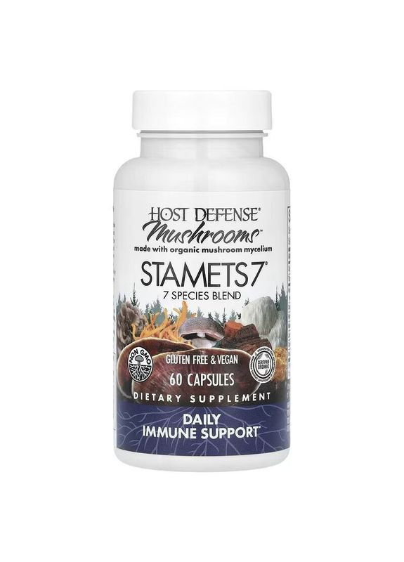 Мицелий из 7 видов грибов Stamets 7, 60 вегакапсул для поддержки иммунной системы Host Defense (334706721)