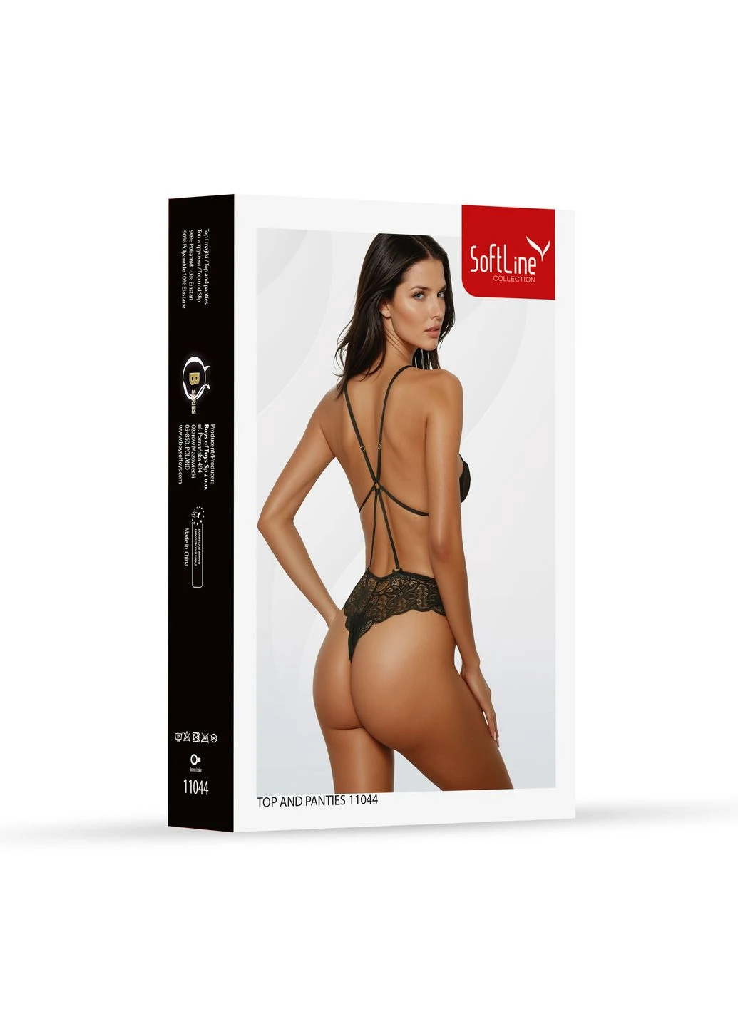 Чорний демісезонний комплект білизни set top and panties 11044 black SoftLine