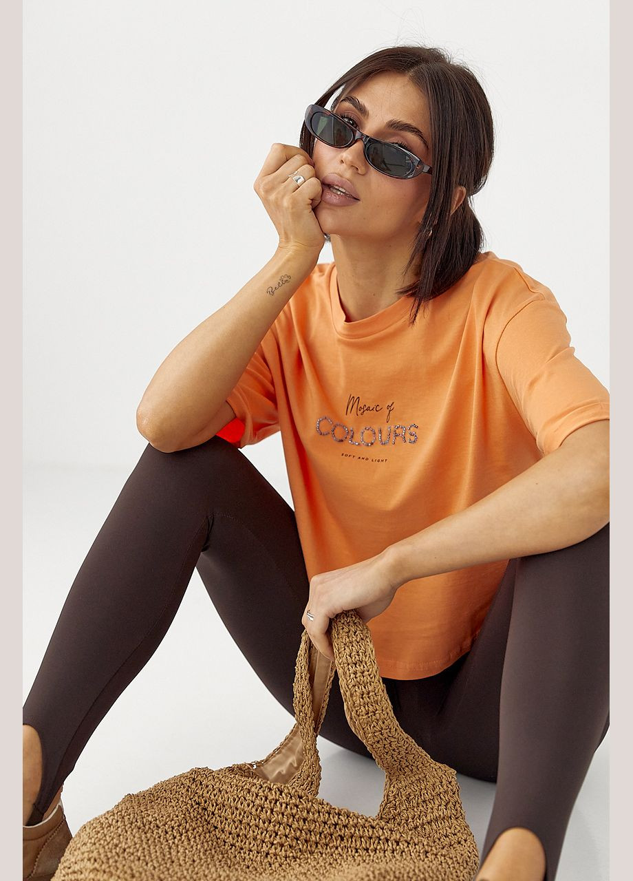 Футболка с надписью из бисера Lurex - (326065779)