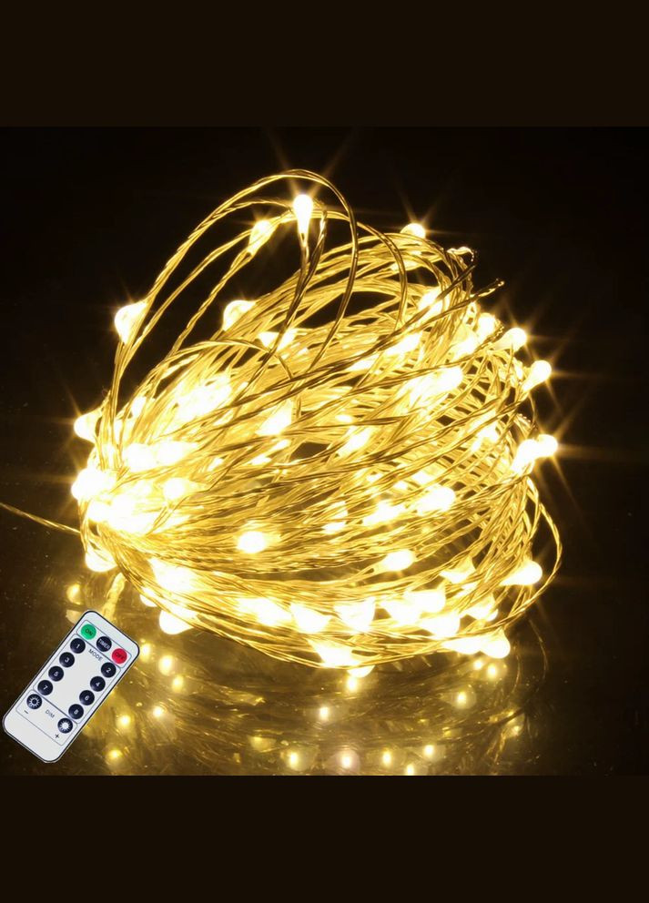 Гирлянда USB Капля росы теплый белый 8 режимов пульт 100 LED 10 м No Brand (341538744)