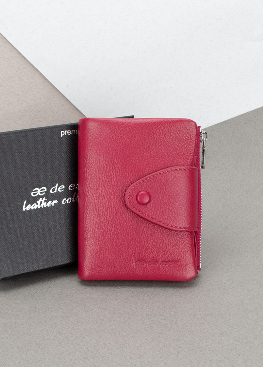 Гаманець жіночий шкіряний 14057-GD147 маленький малиновий De Esse (316698119)