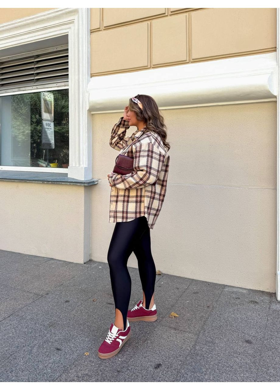 Бежевая повседневный рубашка в клетку Україна с длинным рукавом