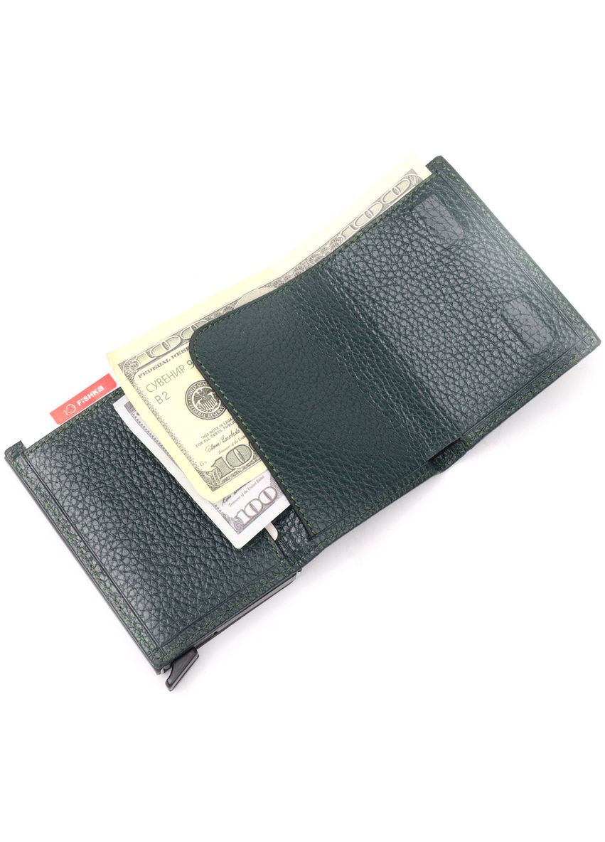 Картхолдер из натуральной кожи с отделением для денег и карт зеленый (sku_20976) No Brand (330012901)