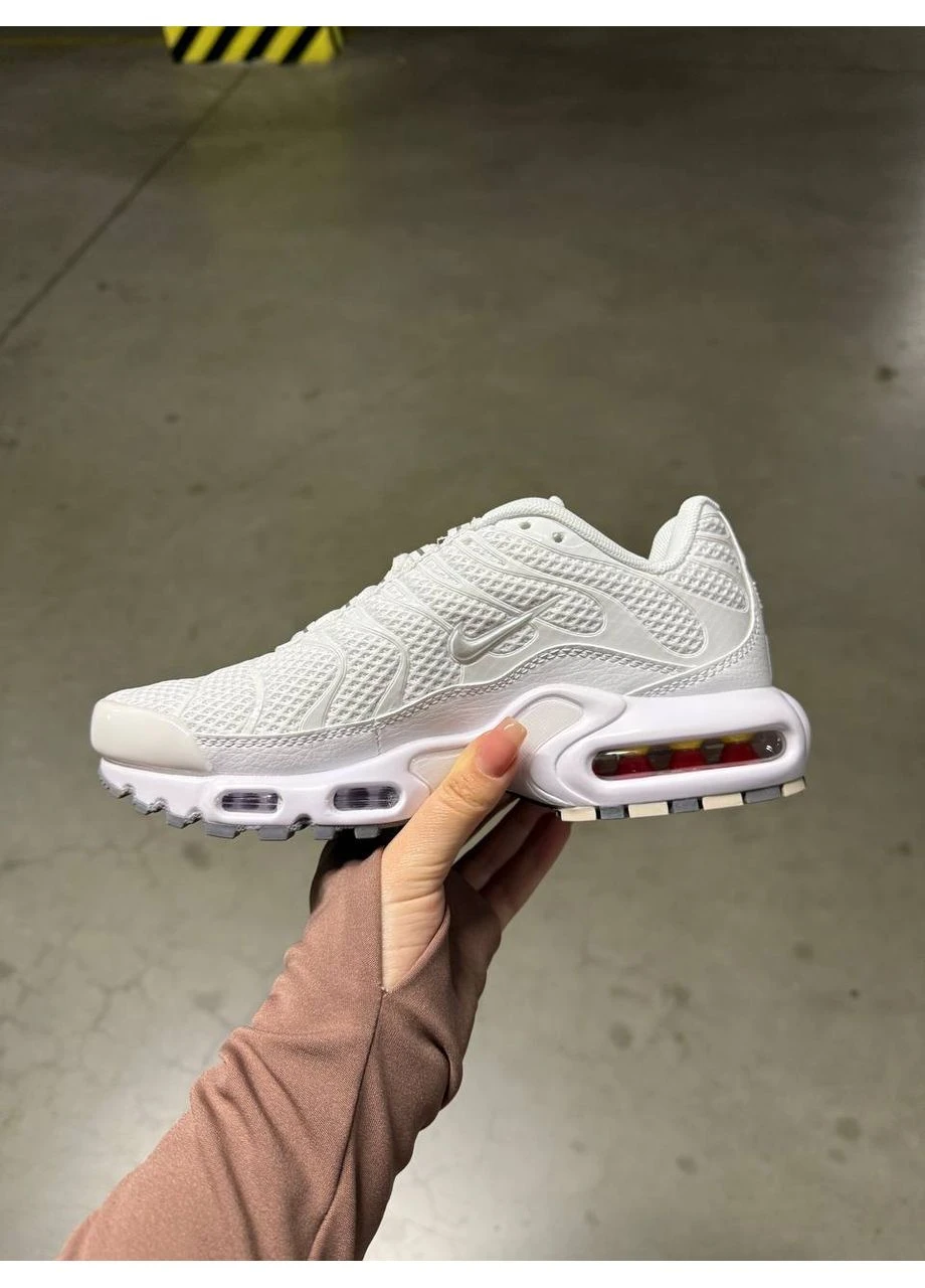 Білі кросівки чоловічі nike tn white silver найк тн аір макс плюс білі демісезон No Brand