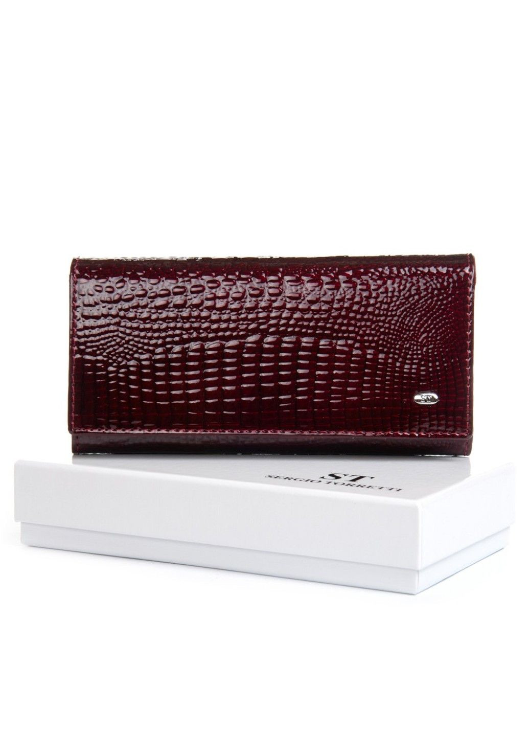 Шкіряний жіночий лаковий гаманець SERGIO TORRETTI FEW501 wine red ST (360751397)