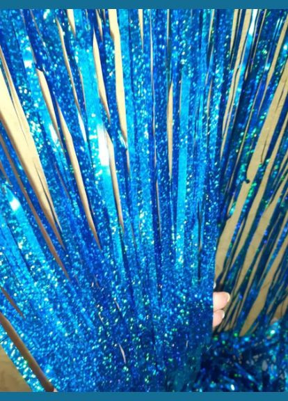 Шторка из дождика для фотозоны с голограммой 2 м на 1 м голубой Jannet Дощик (316580304)