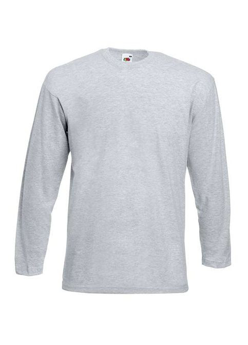 Серый демисезонный спортивный, повседневный, кэжуал лонгслив Fruit of the Loom